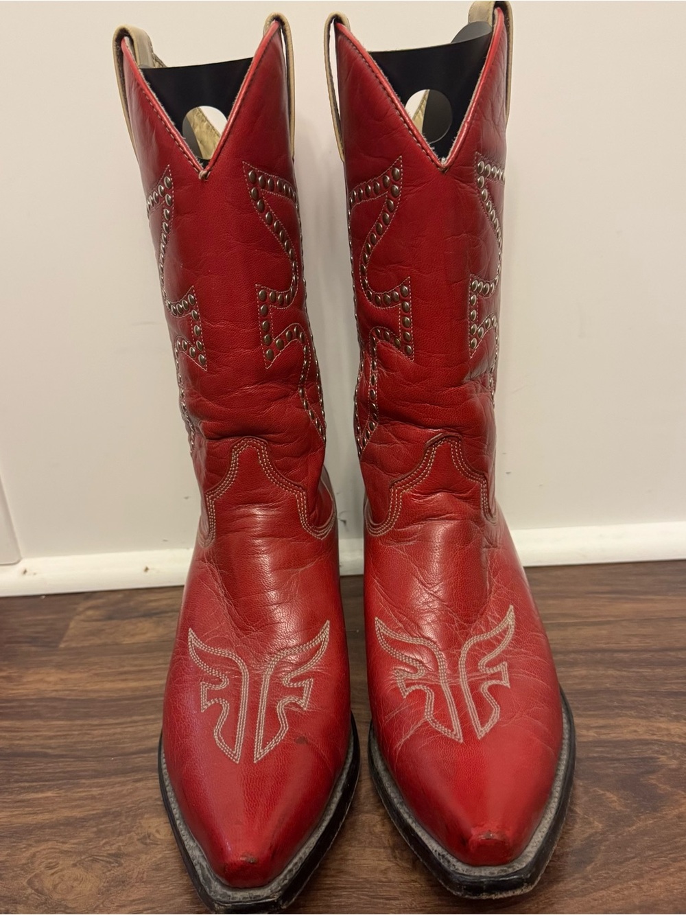 Rare Frye Women's Red Leather Boots Size 8 B - Picture 2 of 11